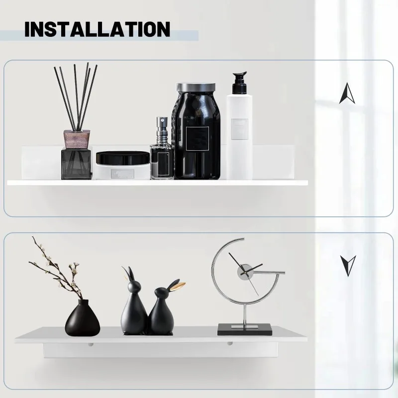 Metal Floating Shelves Wall Mounted Storage Rack for Kitchen Bathroom Bedroom Space Saving Organizer Home Decor Accessories view 5