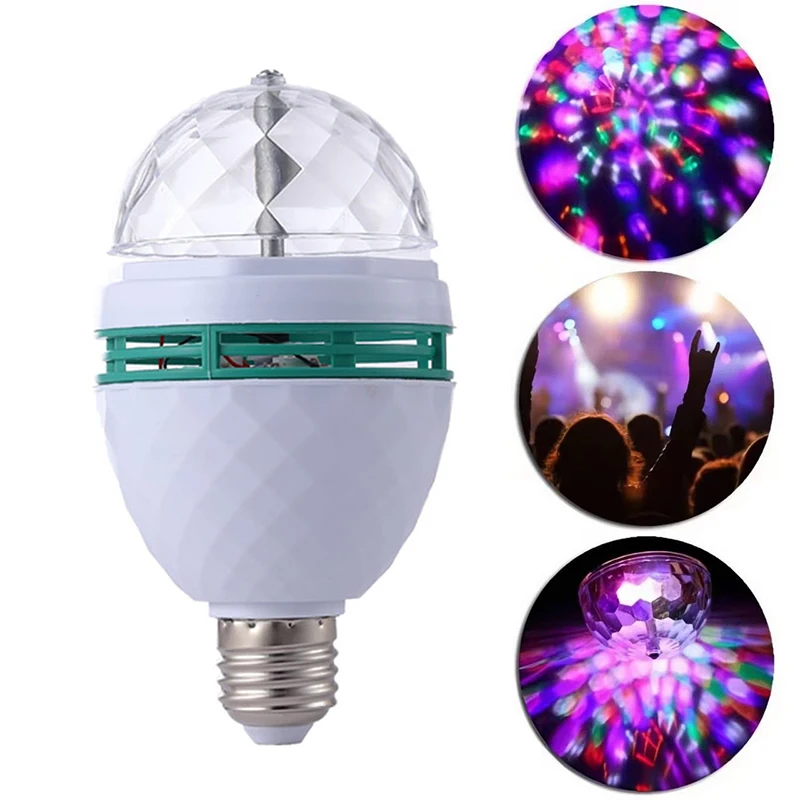 1PC Party Light Decoation For Home Lighting LED Colorful Auto Rotating Stage Disco Light E27 RGB Ampoule Lamp Bulb