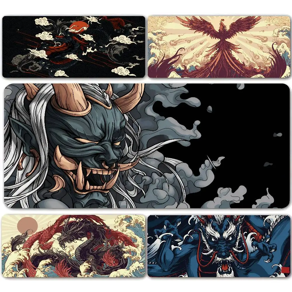 XXL Black and White Dragon Anime Mouse Pad Large Keyboard Lockrand Desktop Game Mat Rubber Non-slip Carpet Convenient Washable