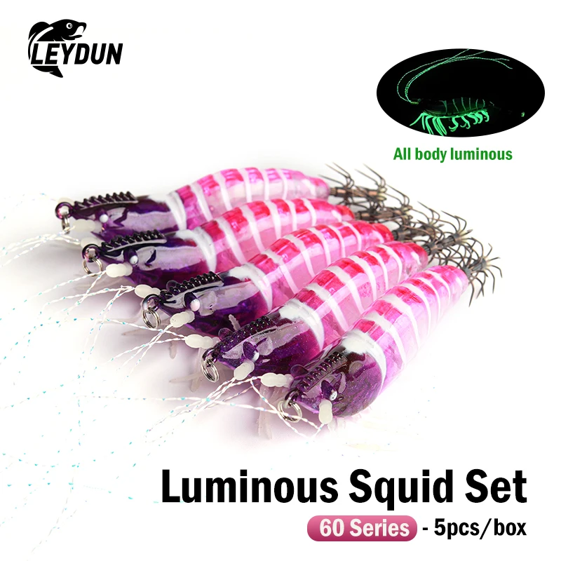 مضيئة خطاف صيد على شكل سمكة الروبيان الحبار Bkk هوك الصيد السحر 80 مللي متر 5 قطعة/المجموعة الأخطبوط الحبار الروبيان المياه المالحة الطعوم #1