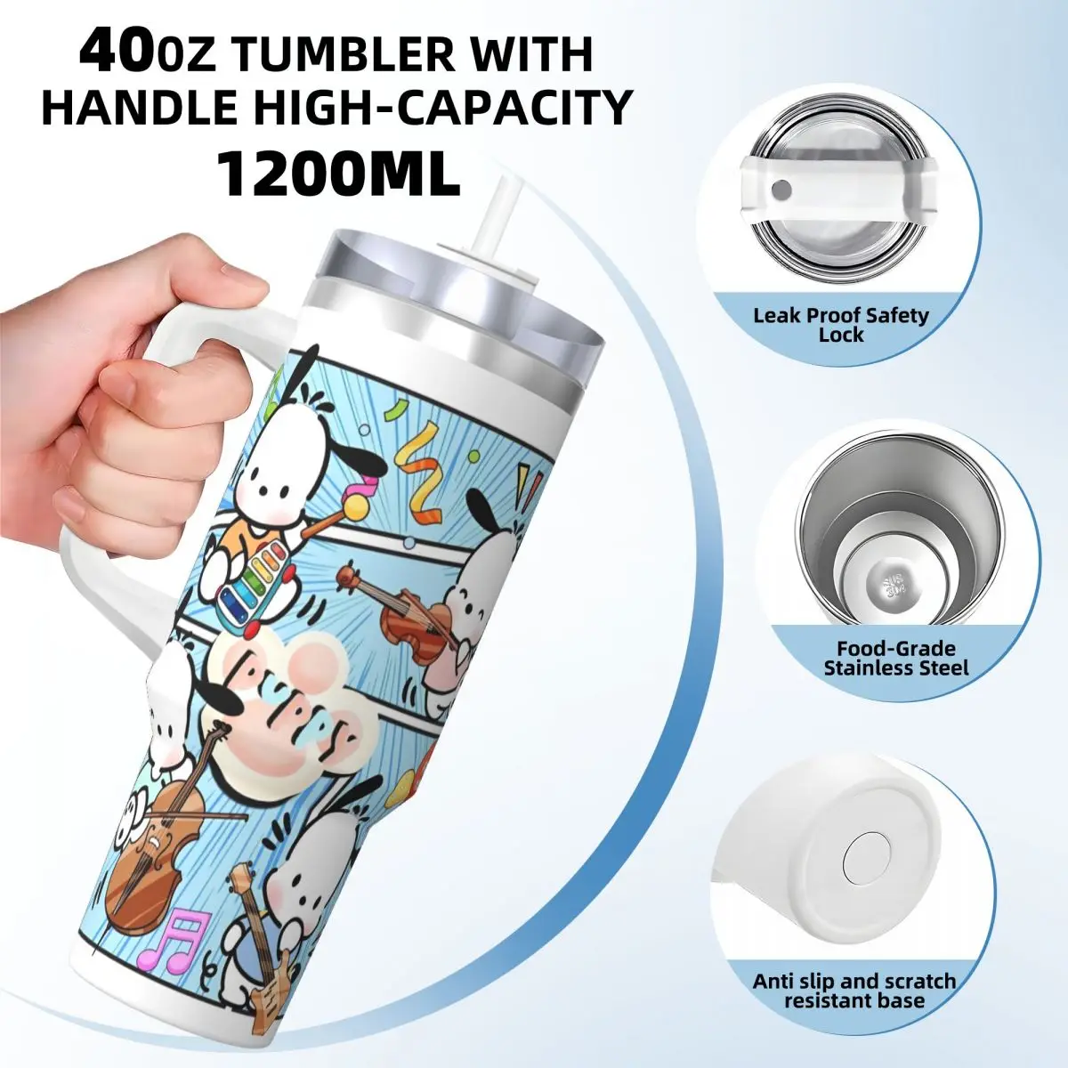 Stainless Steel Tumbler Pochacco Thermal Cups Keep Heat Cold and Hot Mugs Cup Beach Custom Water Bottle