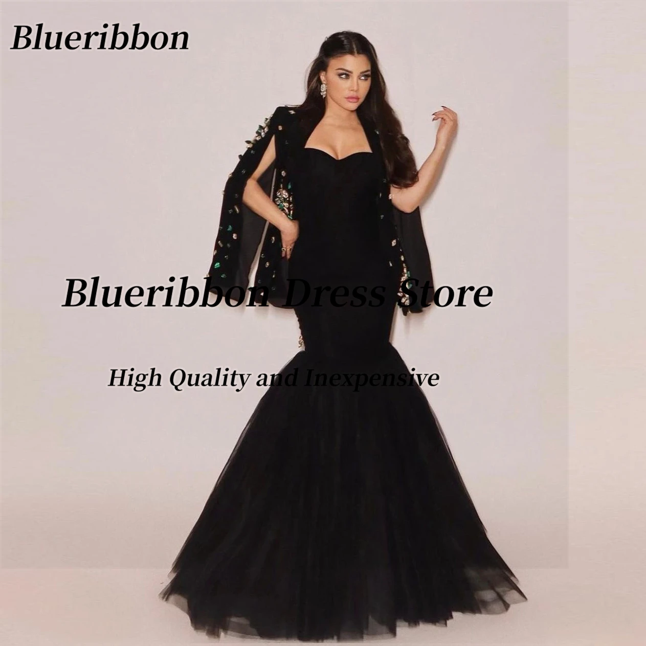 Blueribbon Celebrity Women Wear Sexy Backless Long Mermaid Evening Dresses Handmade Crystals Jackets Pageant Party Prom Gowns