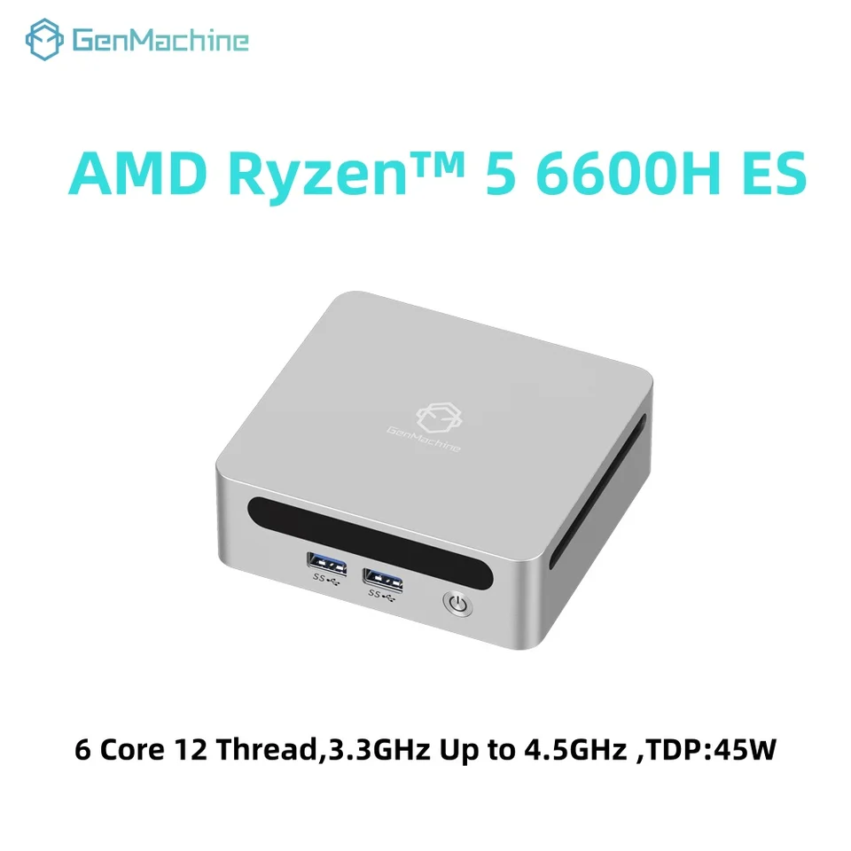 Genmachine AMD R5 6600H ES 미니 PC, 윈도우 11 와이파이 6 게임용 PC, DDR5 4800MHz, 4.2GHz CPU, M.2 SSD 디스플레이 컴퓨터 지지대, 4K, 신제품 썸네일 7