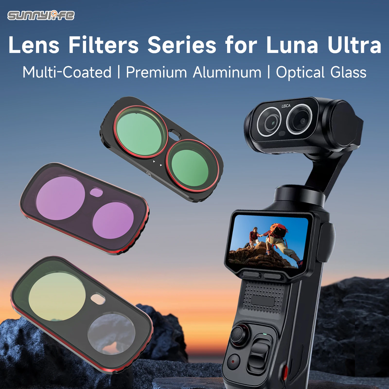Kit de Filtros de Lente Sunnylife para Insta360 Luna Ultra, Filtro Magnético UV, Filtro CPL/Black Mist Ajustável, Filtro Natural de Troca Rápida
