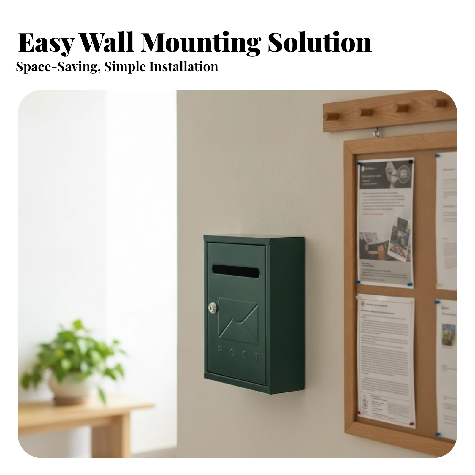 Household Fixture Metal Mailbox Rust Resistant Wall-Mounted Mailbox Rectangular Home Storage Compact for Outdoor