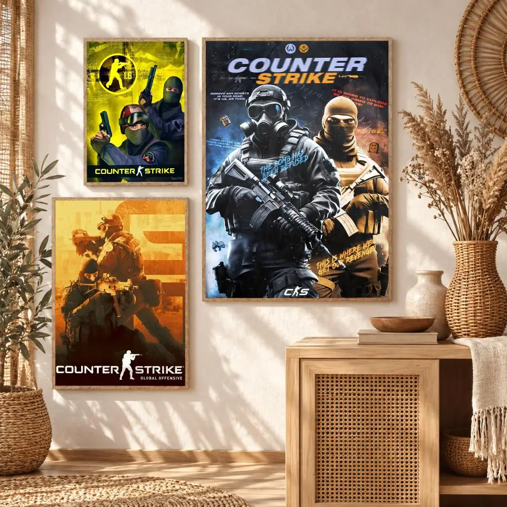 Classic FPS Game CSGO Poster Premium Modern Waterproof Wall Art Pictures for Bedroom Living Room Bar Decor
