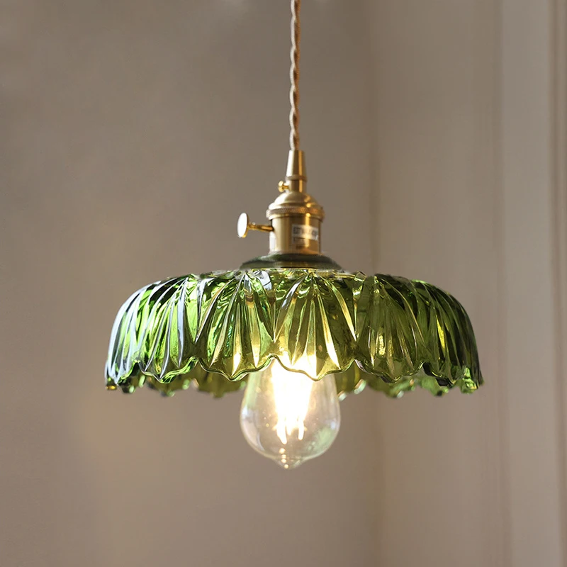 Multi-Style Nordic Pendant Lamp Green Glass Ceiling Lighting Kitchen Island Hand Brass Hanging Light Fixtures for Dining Room