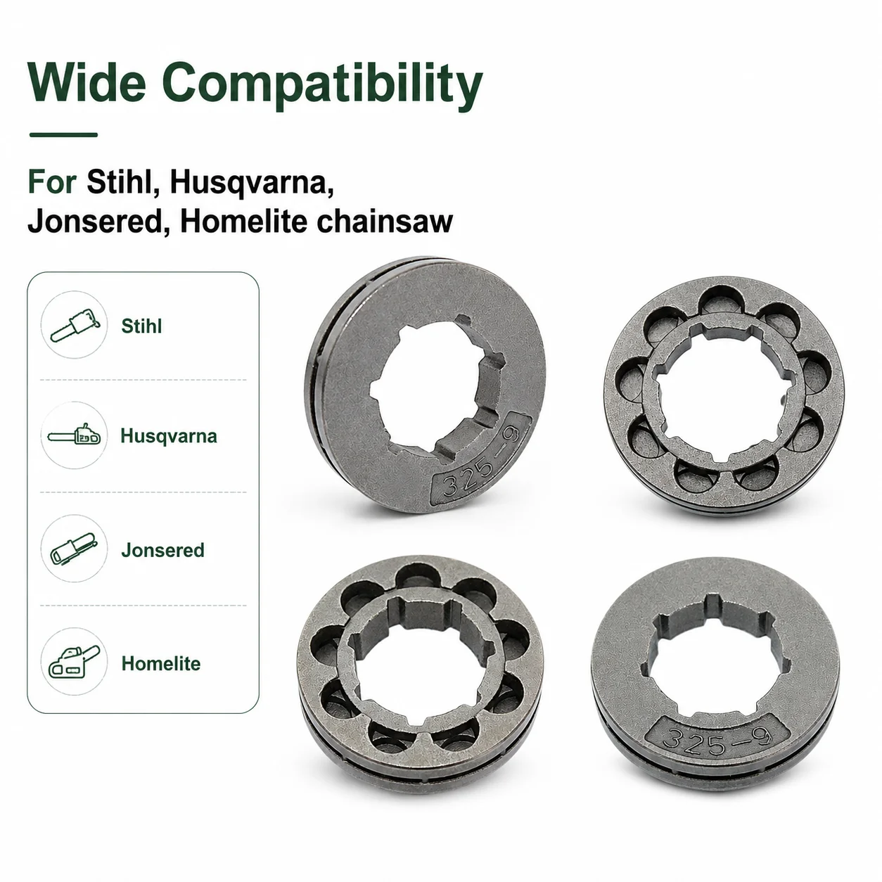 .325 9T 9 Tooth Chainsaw Rim Sprocket 9 Spline 22mm Bore Replacement For Stihl Husqvarna Jonsered Homelite Parts Accessories