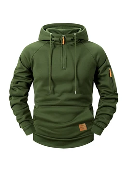2025 Autumn/Winter Men's Hoodie Fashion Casual Sports Hoodie Retro Harajuku Long Sleeve Zipper Multi Pocket Loose Street Wear 4