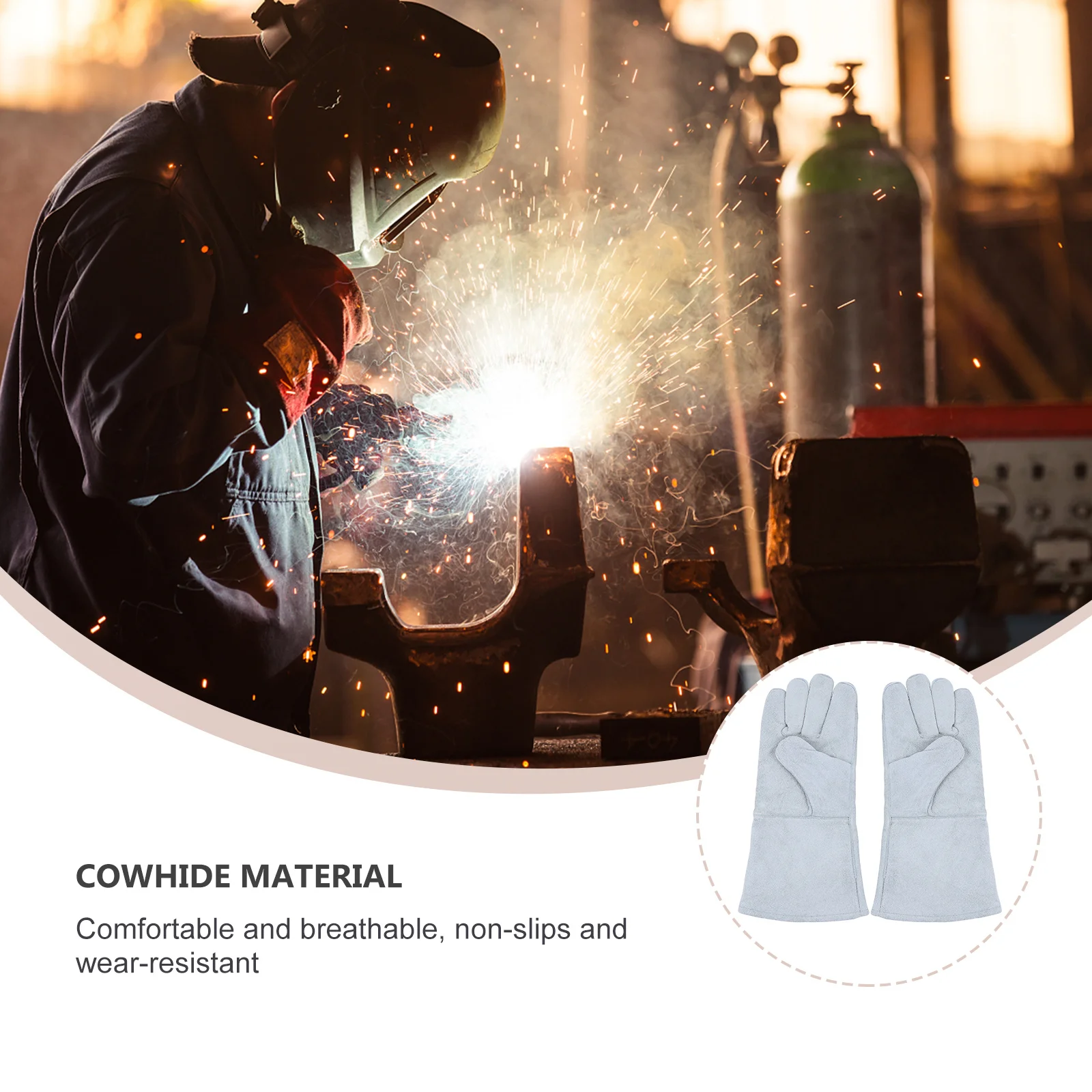 

1Pair Genuine Cowhide Welding Gloves Heat Resistant Breathable for Men Women Outdoor Work Camping Cold Weather Gloves