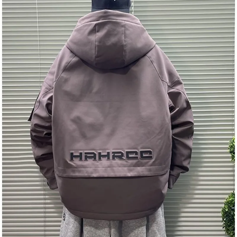 Jaket Pria Musim Dingin Terbaru Model Hoodie Longgar dan Tebal, Anti Angin untuk Aktivitas Luar Ruangan, Jaket Kerja Parker, Fashion Nyaman dan Hangat, Pakaian Pria