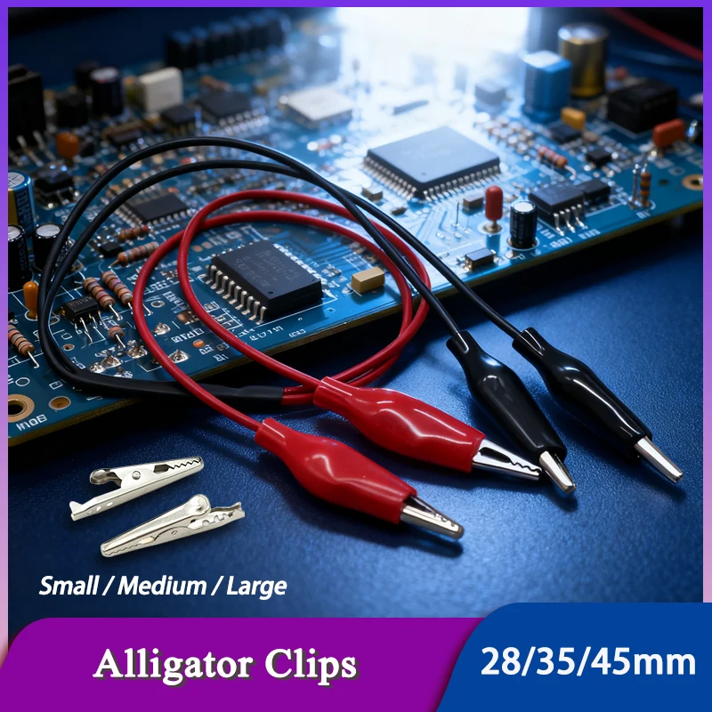 

Crocodile Clip 28/35/45mm Black Red Soft Plastic Coated Testing Probe Small Alligator Test Clips for Car Auto Battery 10/20Pcs