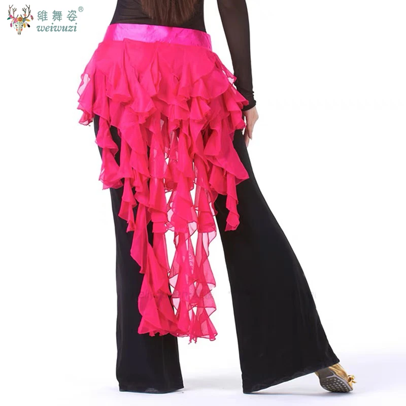 Belly Dance Hip Scarf Chiffon Nine-Tailed Fox's Tail Women Indian Dance Skirt Belt Oriental Dance Accessories for Performances