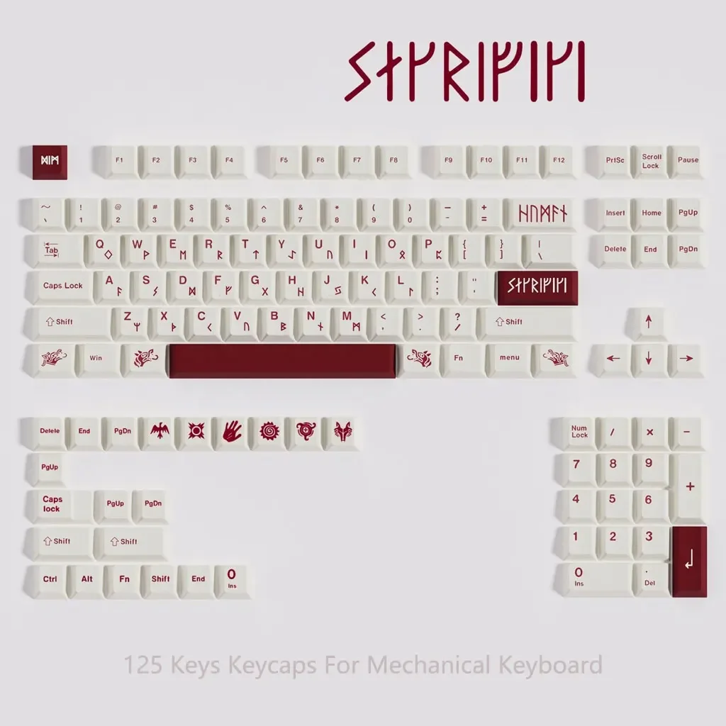 125 Keys Personality Blood Red Theme Keycaps Cherry Height PBT Thermal Sublimation DIY For 61 87 98 104 Keys Mechanical Keyboard