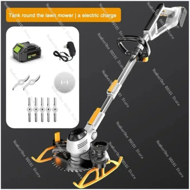 21V Cordless Electric Lawn Trimmer, Handheld Rechargeable Grass Cutter with LCD Display, Retractable Pruning Tool for Garden