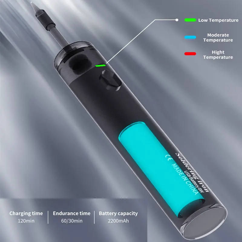 USB 무선 전기 납땜 인두 키트, 2023 최신 배터리 용량, 2200 mA 완전 충전, 60 분 지속 가능, 5V