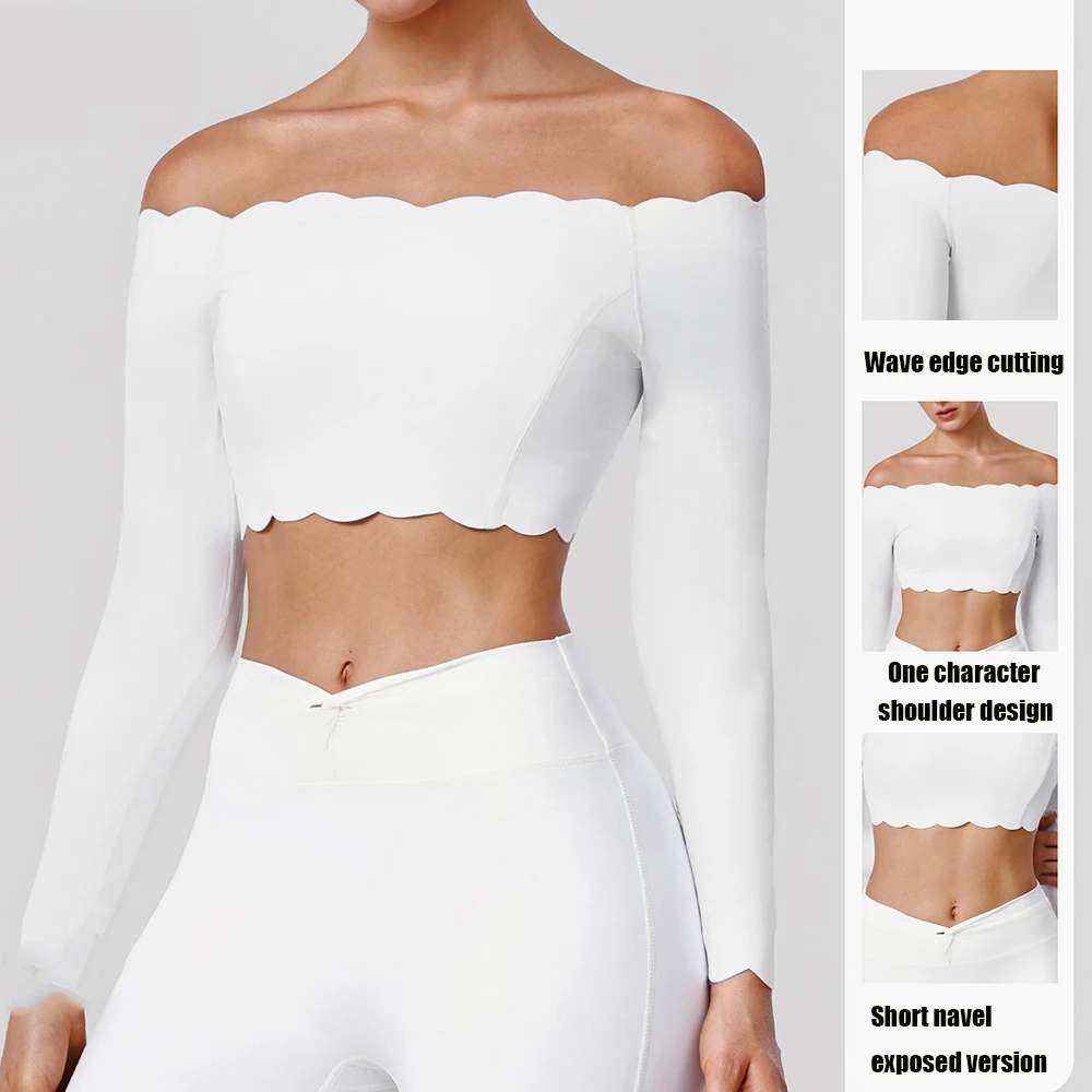 مثير واحد الكتف طويلة الأكمام النساء اليوغا قمصان المحاصيل الأعلى طويلة الأكمام للنساء اليوغا الرياضة اللياقة البدنية الصالة الرياضية الملابس تجريب القمم