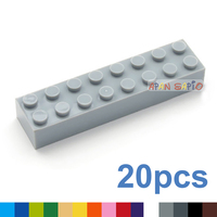 20pcs DIY Building Blocks Thick 2x8 Dots Educational Creative Toys for Children Figures Plastic Bricks Size Compatible With 3007