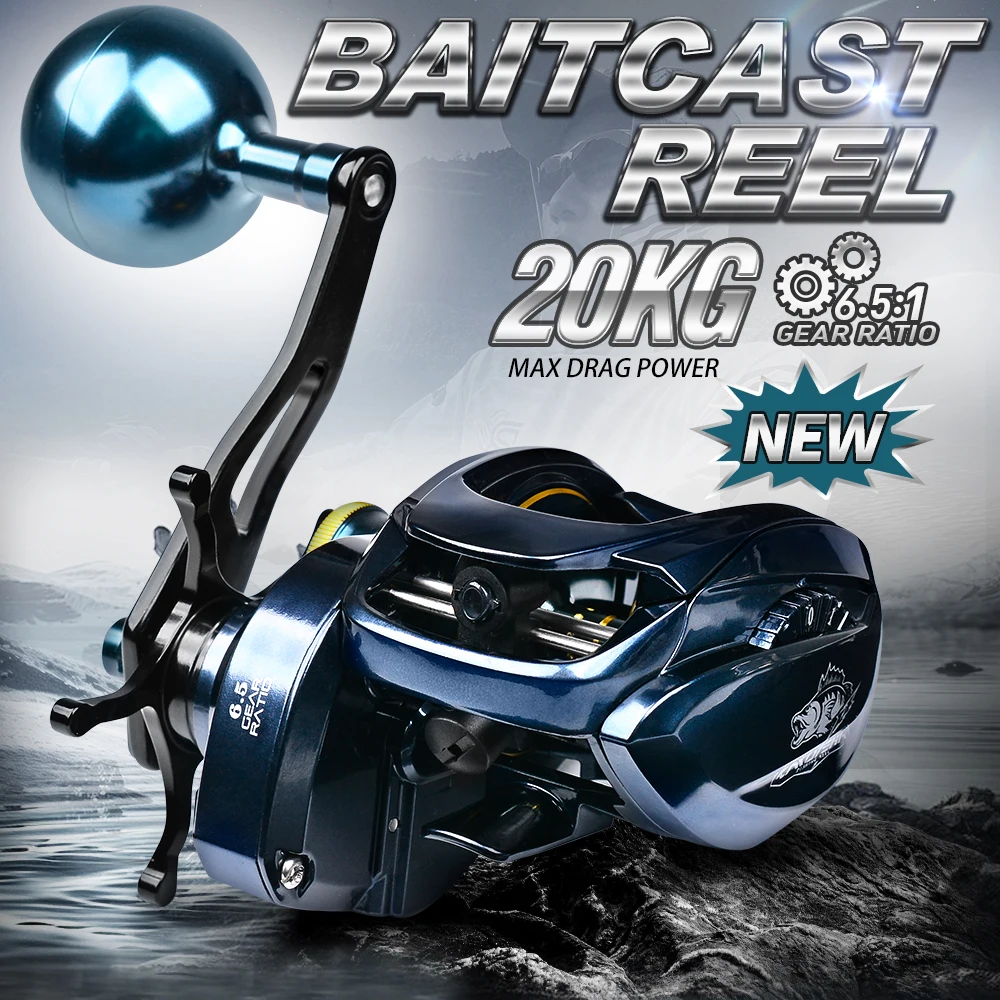 

PROBEROS Baitcast Reel 6.5:1 Gear Ratio Fishing Reel Metal Spool 20kg Max Drag Bait Casting Wheel Magnetic Brake System Pesca