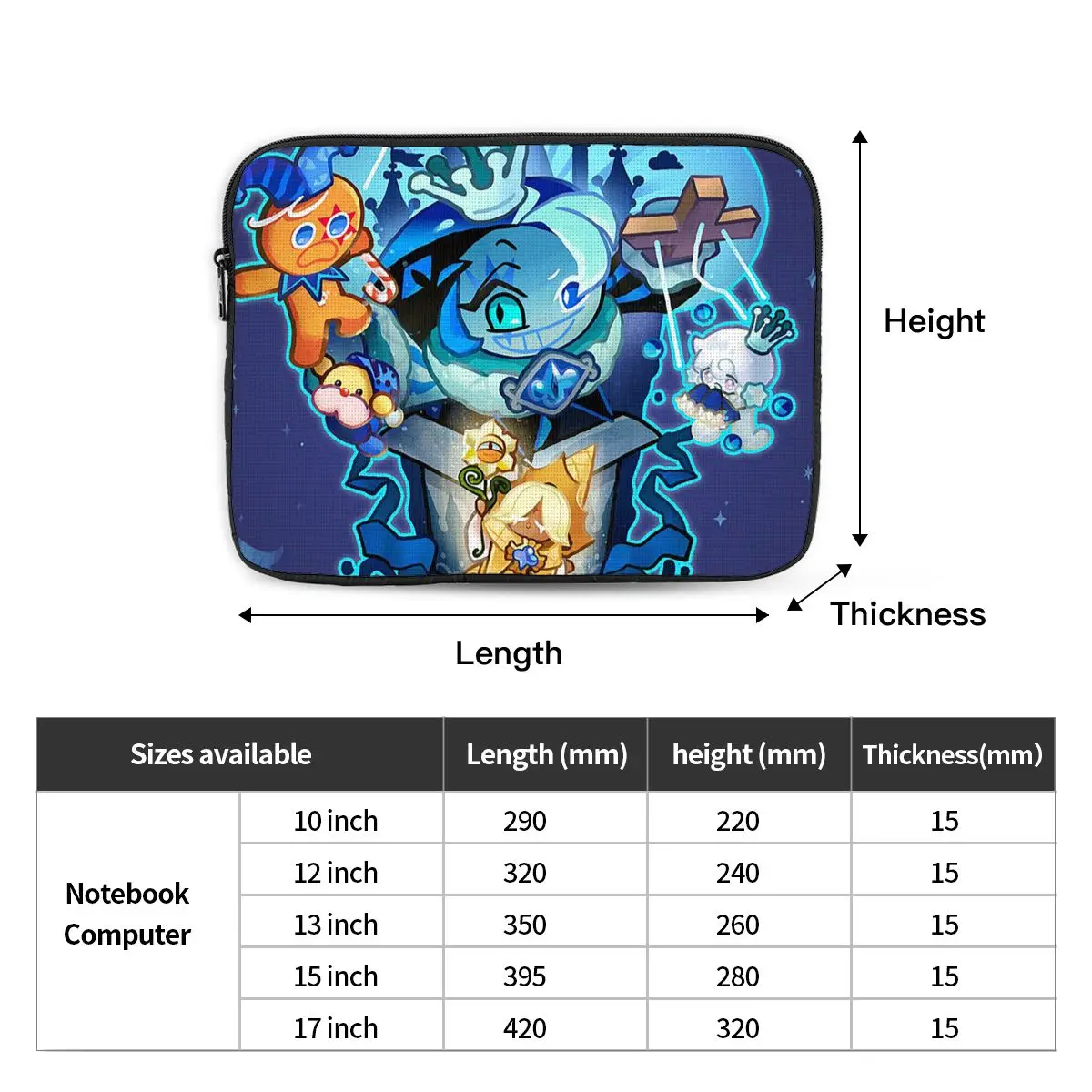 Shadow Milk Cookie Run Kingdom Notebook Laptop Bag 10 12 13 15 17 Inch Notebook Sleeve Cover Bag Tablet Shockproof Case Bag