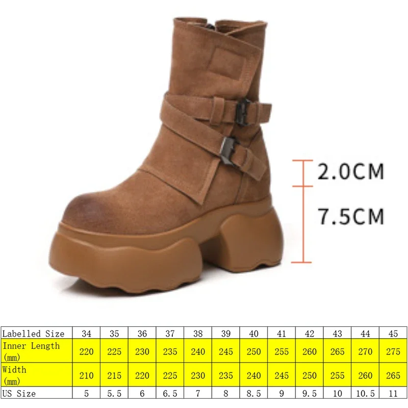 Fujin 9.5cm New Microfiber Synthetic Leather Knee High Fashion Autumn British Boots ZIP Platform Wedge Women Ankle Spring Shoes