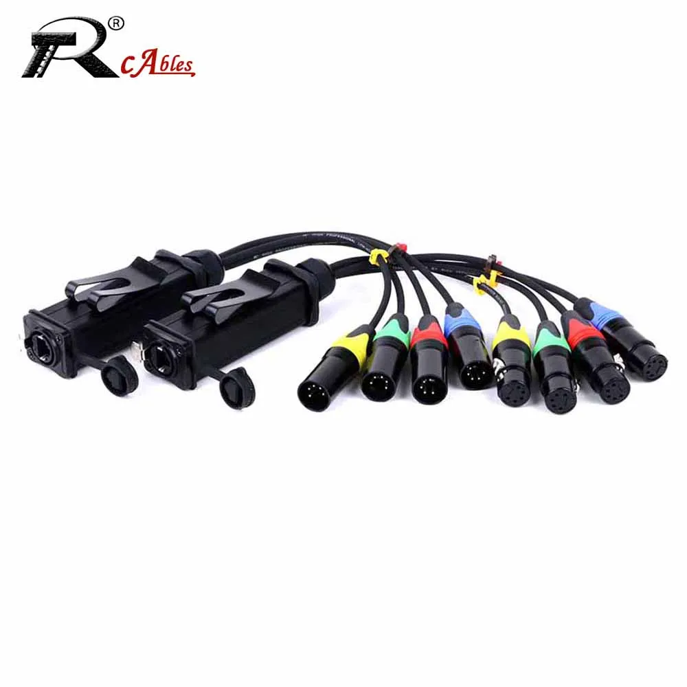 RJ45 Cat5/Cat6 Ethernet Extender to 4 Channel 5Pin XLR/DMX Multi Network Breakout Receiver for Stage Sound Lighting Recording