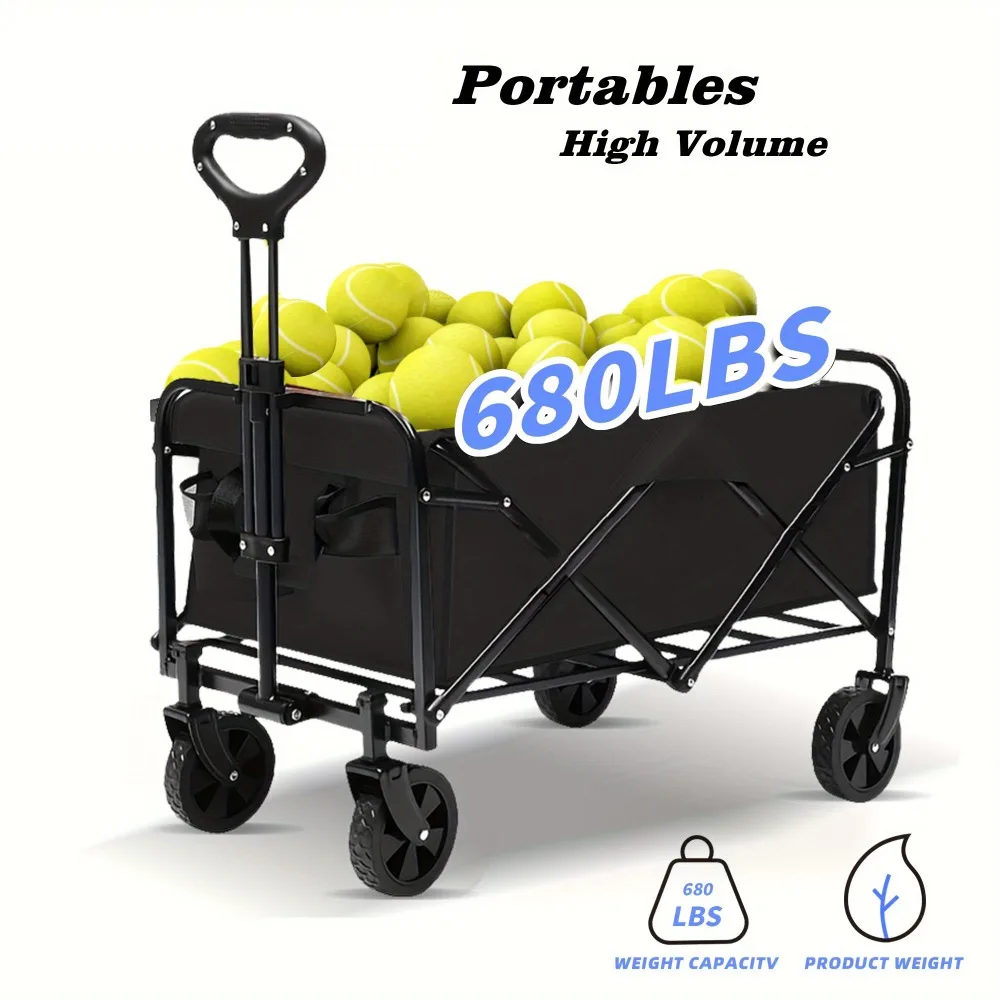 

Foldable Wagon Cart with All terrain Tires Heavy Duty Trolley for Track and Field Equipment Large Load Capacity
