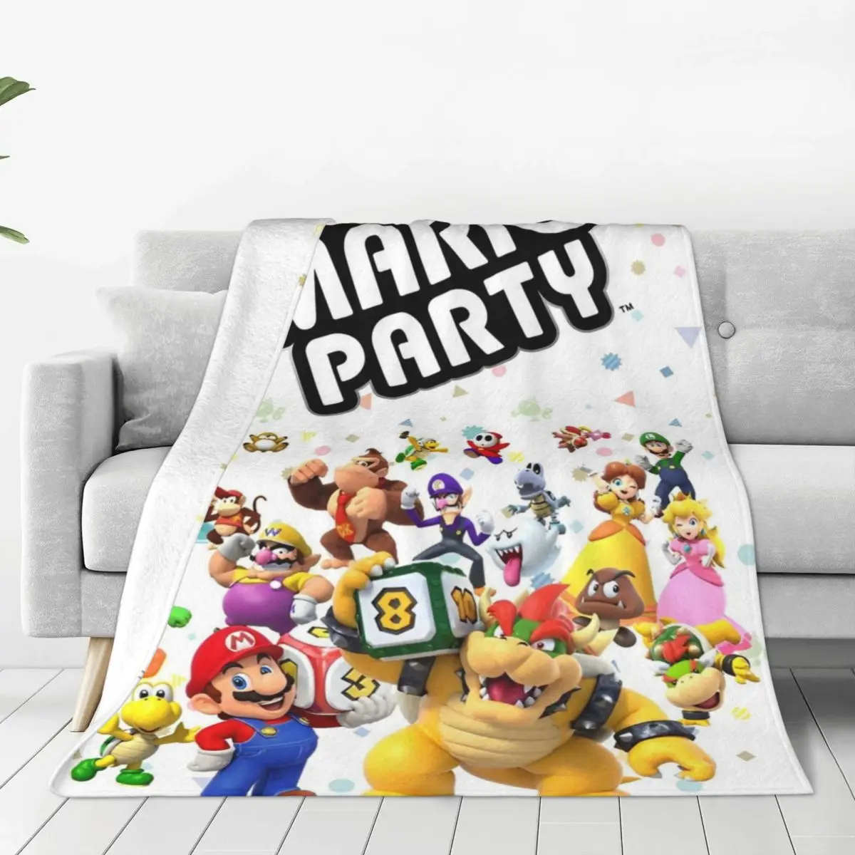

Cute Cartoon Super Marios Party Flannel Throw Blanket Blanket for Bedding Couch Lightweight Quilt