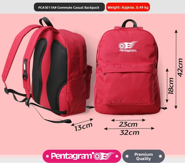 Pentaam Waterproof 15 Inch Laptop Backpack Unisex Casual Commuting Middle School Double Shoulder Bag Soft Material Zipper Clo...