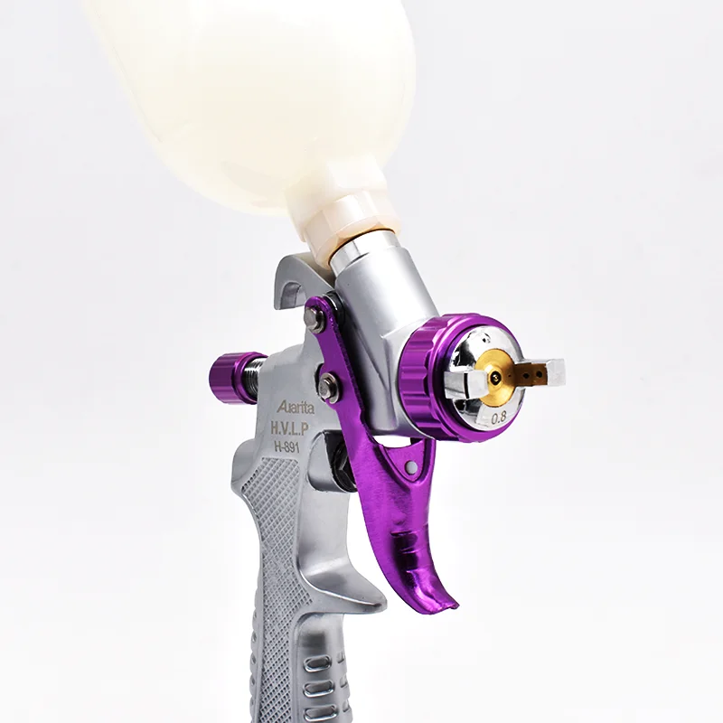 Auarita pistol semprot HVLP, pistol semprot H-891 kualitas tinggi 0.8mm mulut pipa 250ml cangkir portabel dengan Aksesori
