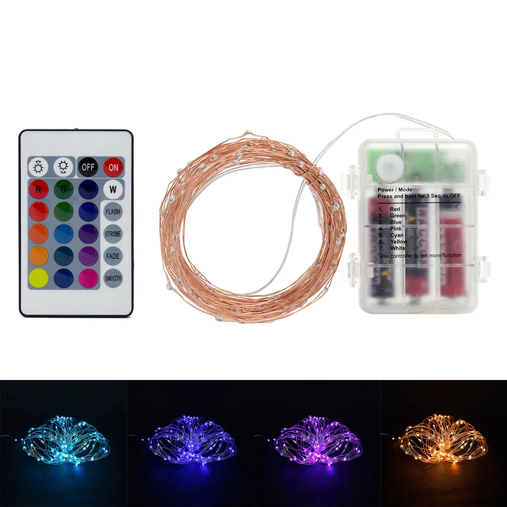 50 LED Powered String Lights Warm White Remote Controlled Flexible Copper Wire for Home Wedding Party Garden
