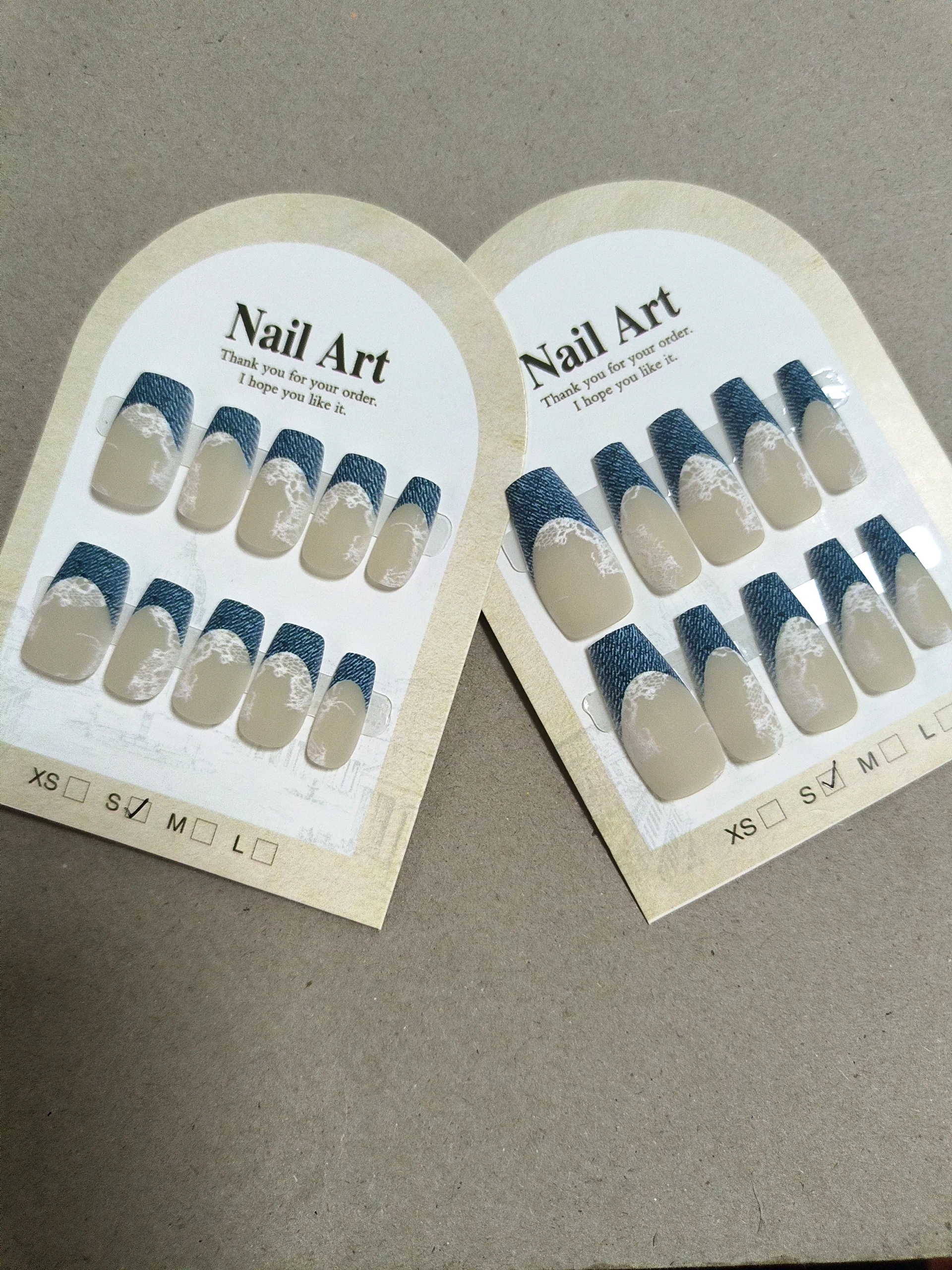 

10 шт., ручная работа, накладные ногти, синие ковбойские кружевные стильные длинные короткие квадратные накладные ногти для девочек и женщин, носимые европейские накладные ногти