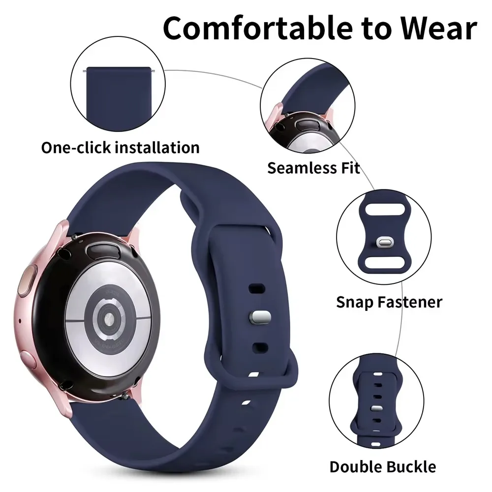 Fig8 Buckle Sport Silicone Replacement Band 20mm for Samsung Galaxy Watch 5 4 3 Pro Classic Active2 Huawei GT 2e Amazfit Bip GTS