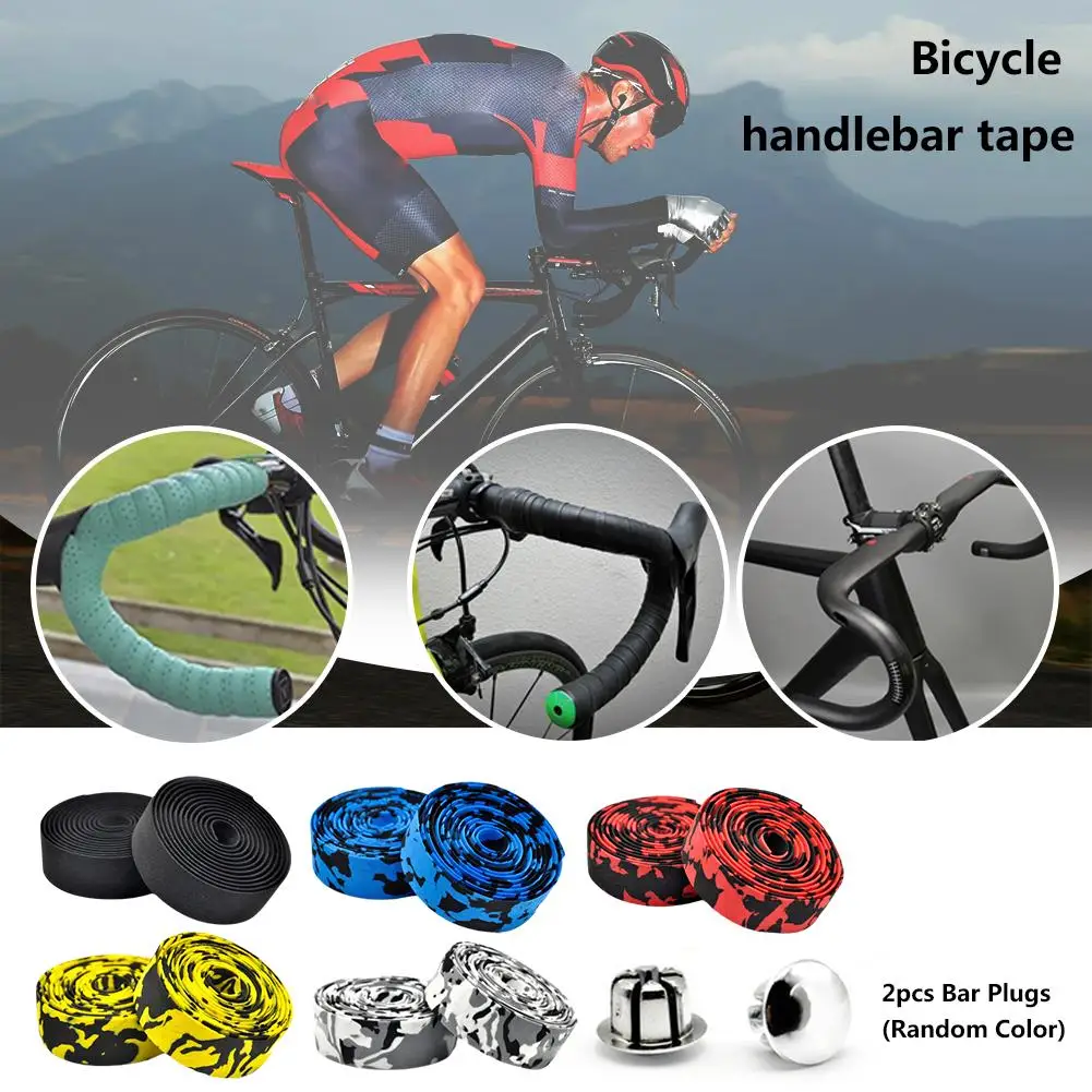 2 Stuks Racefiets Stuur Tape Camouflage Fiets Wrap Wicking Tape Demping Stretch Absorberen Zweet Anti-Slip Handgreep Fietsriem