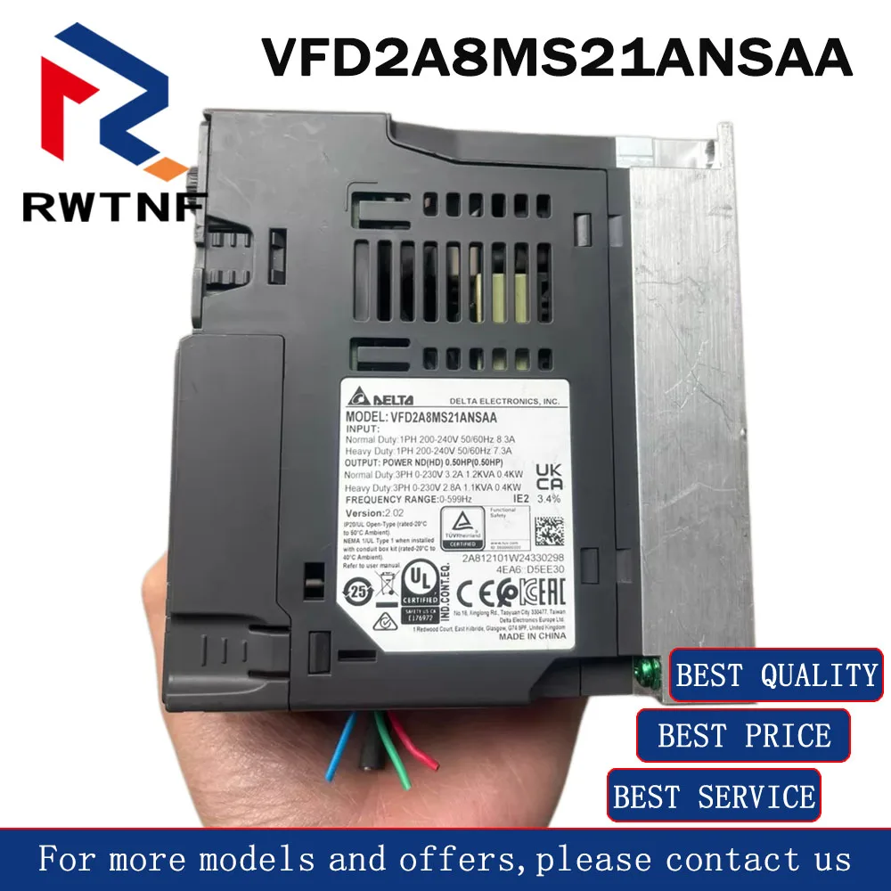 Brand New Genuine VFD2A8MS21ANSAA Delta 0.4KW 220V variable frequency drive (VFD),100% original warehouse stock