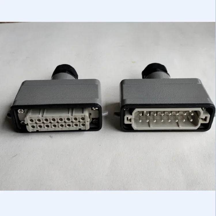 Small 16-pole Heavy-duty Connector HDC-HA-016-M16A/250V Rectangular Socket. For Signal Connection Line