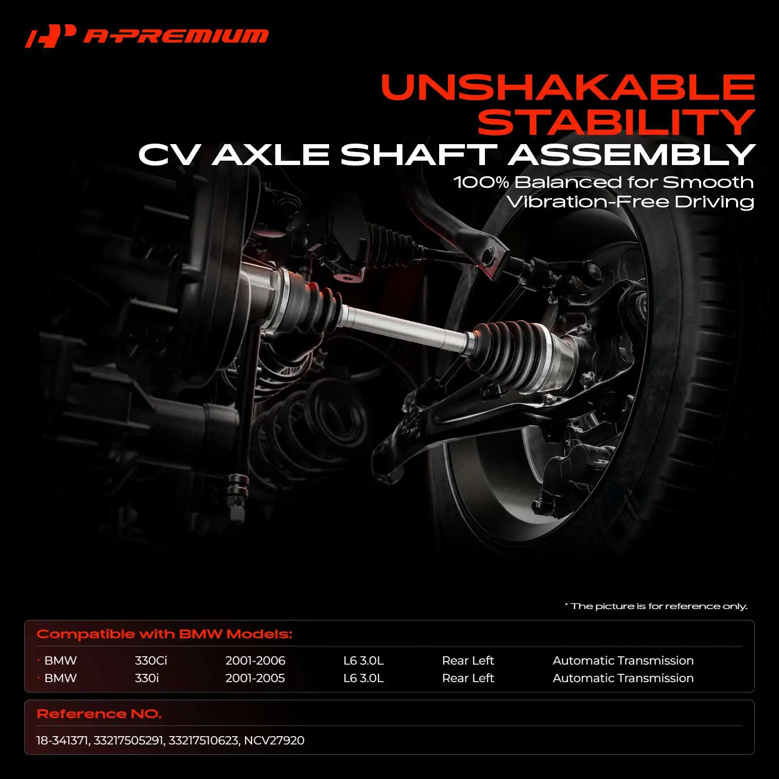 A-Premium Rear Driver Side CV Axle Assembly for BMW 330i 2001-2005 330Ci 2001-2006