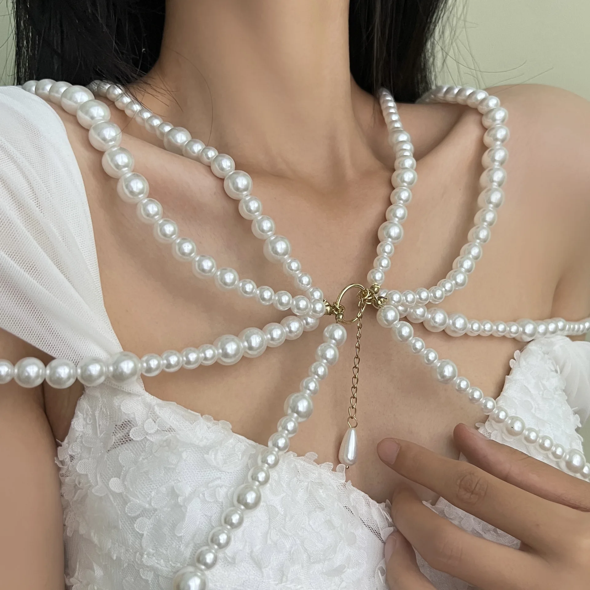 1Pc Multilayer Pearl Waist Chain For Women's Fashion Retro Character Playing Body Accessories Party Jewelry Accessories Gift