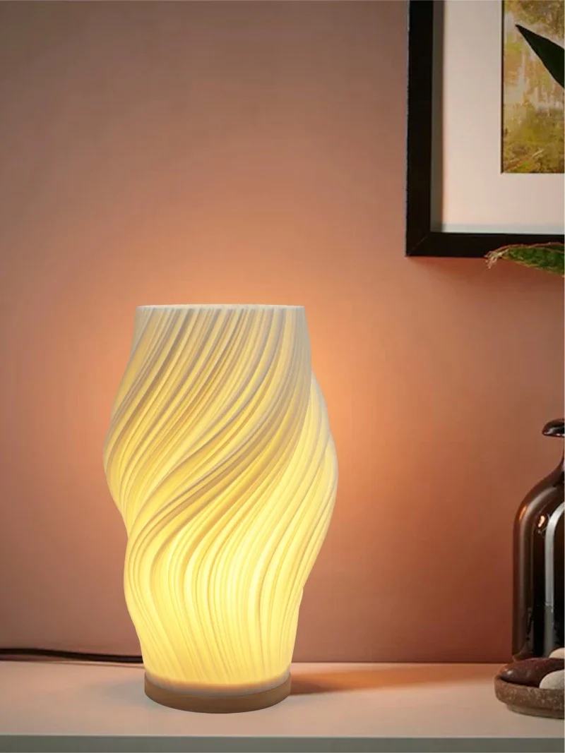 

New lantern table lamp minimalist creative bedroom 3D printing lamp high-end art warm romantic home room lamp