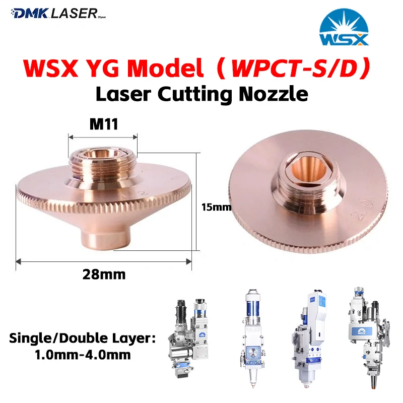 Wsx novo bico de corte a laser wpct yg modelo bocais de corte d28 h15 m11 1.0-4.0mm para cabeça de máquina de corte a laser de avião wsx nc30 nc60