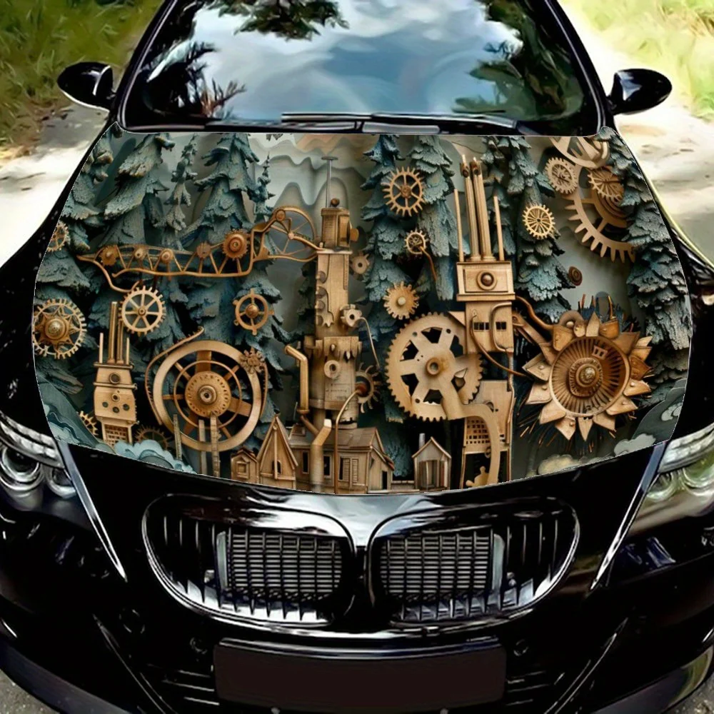 

Industrial Gear Forest Print Car Hood Wrap Color Vinyl Sticker Truck Graphic Bonnet Auto Accessories Decoration Decal Gift