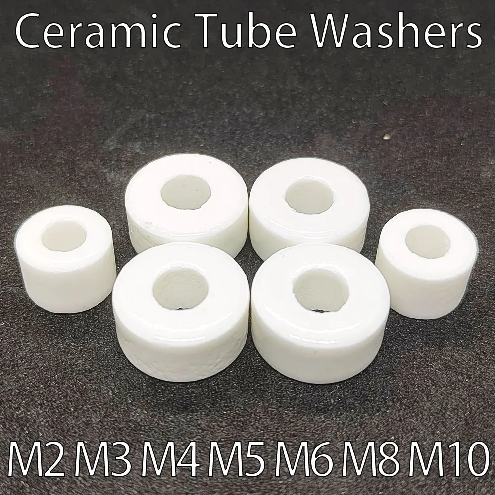 M2 M3 M4 M5 M6 M8 Alumina Spacer Washer Ceramic Tube Gasket Porcelain Corundum Insulating Bushing Thermocouple Protection Tube