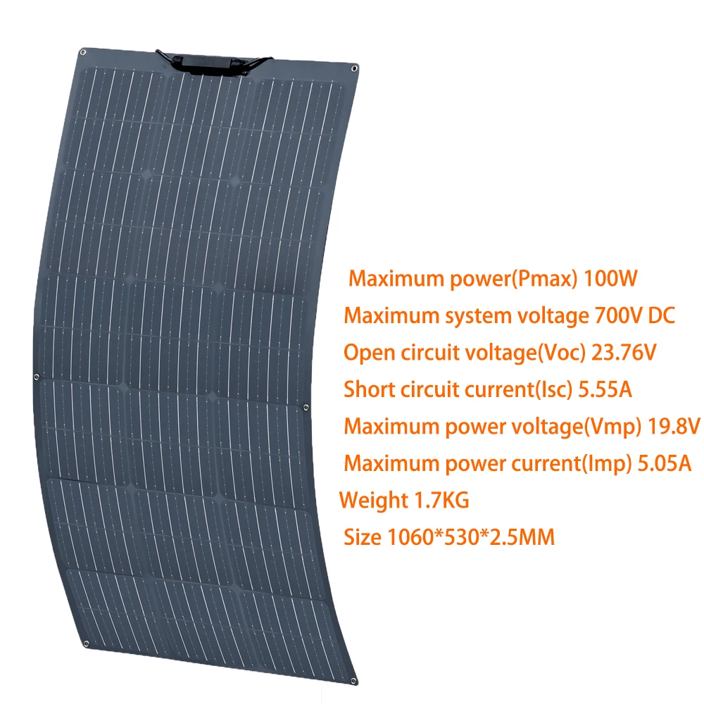 XINPUGUANG Flexible Solar Panel 16V 100W 50W Charger 12V 24V battery Cell system for motor home camper balcony Ranch Fence 19.8V