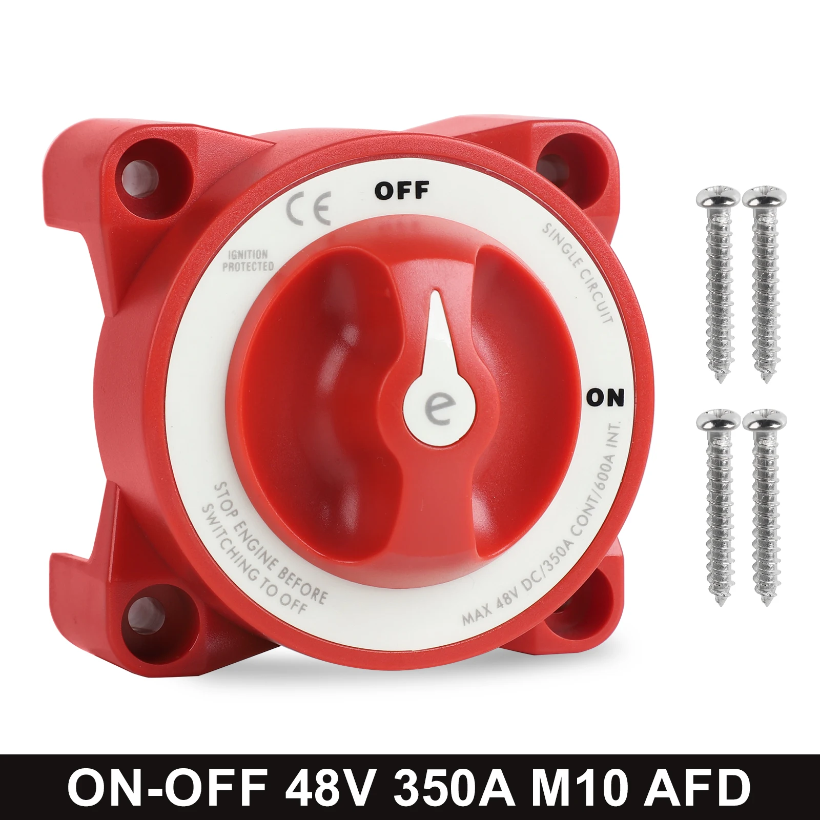 

E-Series Water-Proof Ignition Protection 12-48V 350-600AMarine Single-Circuit Battery Isolation Switch Red With AFD