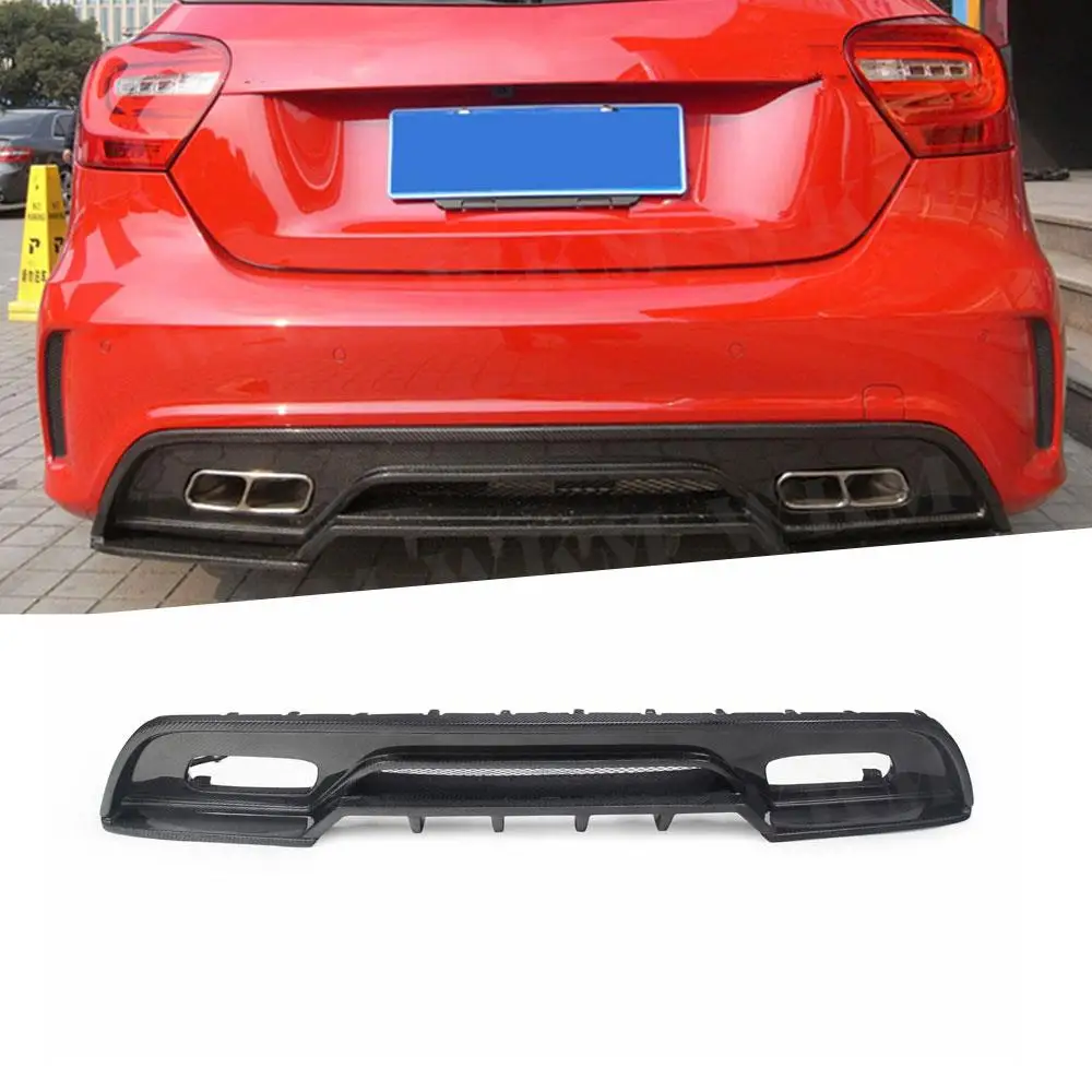 Carbon Fiber Rear Diffuser Exhaust Tips for Mercedes Benz A Class W176 A250 A260 A45 AMG 2013-2015 Rear Bumper Lip Guard