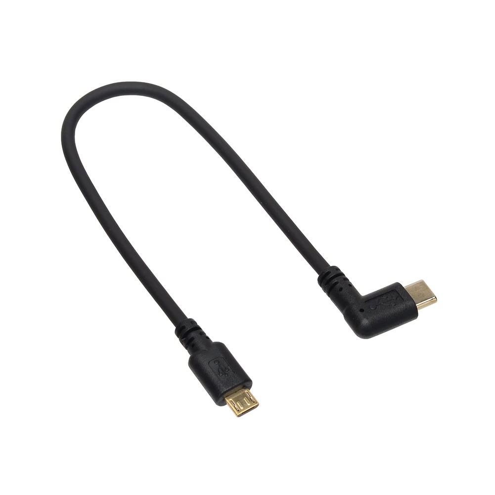 25cm ângulo direito micro/mini usb c cabo 5pin usb3.1 tipo c macho para mini micro usb 2.0 macho otg sincronização de dados cabo de carregamento conversor