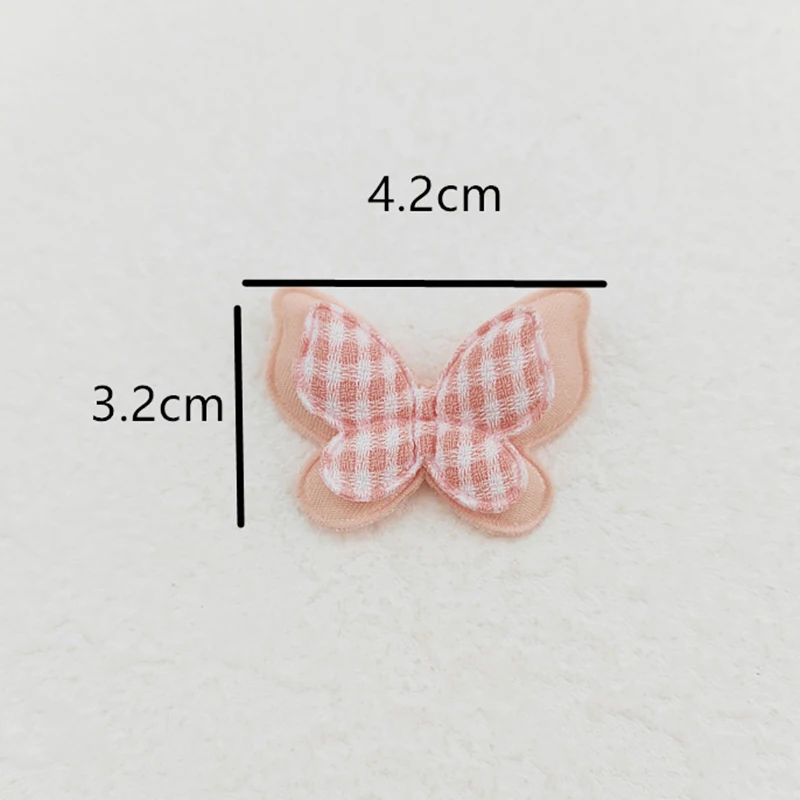 30 Stück 4,2*3,2 cm Gingham Zweischichtige Schmetterlingsapplikationen für Kleidung, Hüte, Nähzubehör, DIY-Kopfschmuck, Haarspangen, Schleifendekoration, Aufnäher – Detail 4