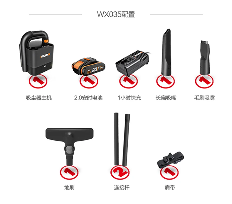 Worx Portable Car Vacuum Cleaner WX030 10Kpa,WX035 17Kpa Powerful Cyclone Suction Handheld Cleaner for Car Home Auto Aspirador