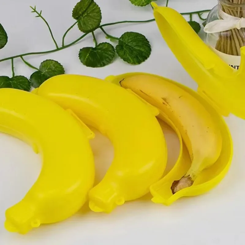 Three colors travel outdoor portable banana box fruit storage box plastic banana shape banana protective case