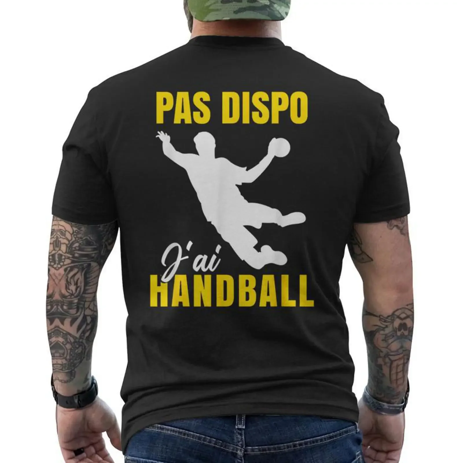 Camiseta de handball con estampado de humor en la espalda, estilo vintage, unisex, para hombre, elástica, transpirable, streetwear.
